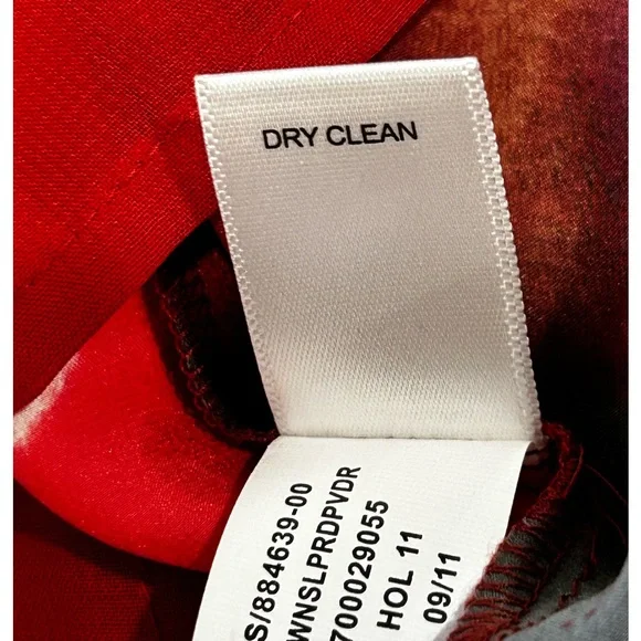 Banana Republic Sleeveless‎ Silk Blend, Double V Neck Midi Dress Red & Purple 6P - Picture 8 of 12